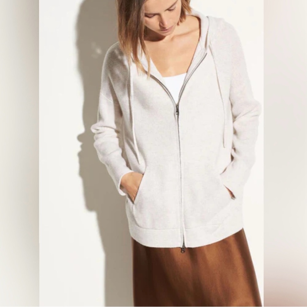 Vince Wool Cashmere Thermal Hoodie Oatmeal color Size L